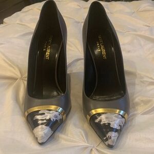 Saint Laurent Paris Gray Multi Leather Pumps sz 39